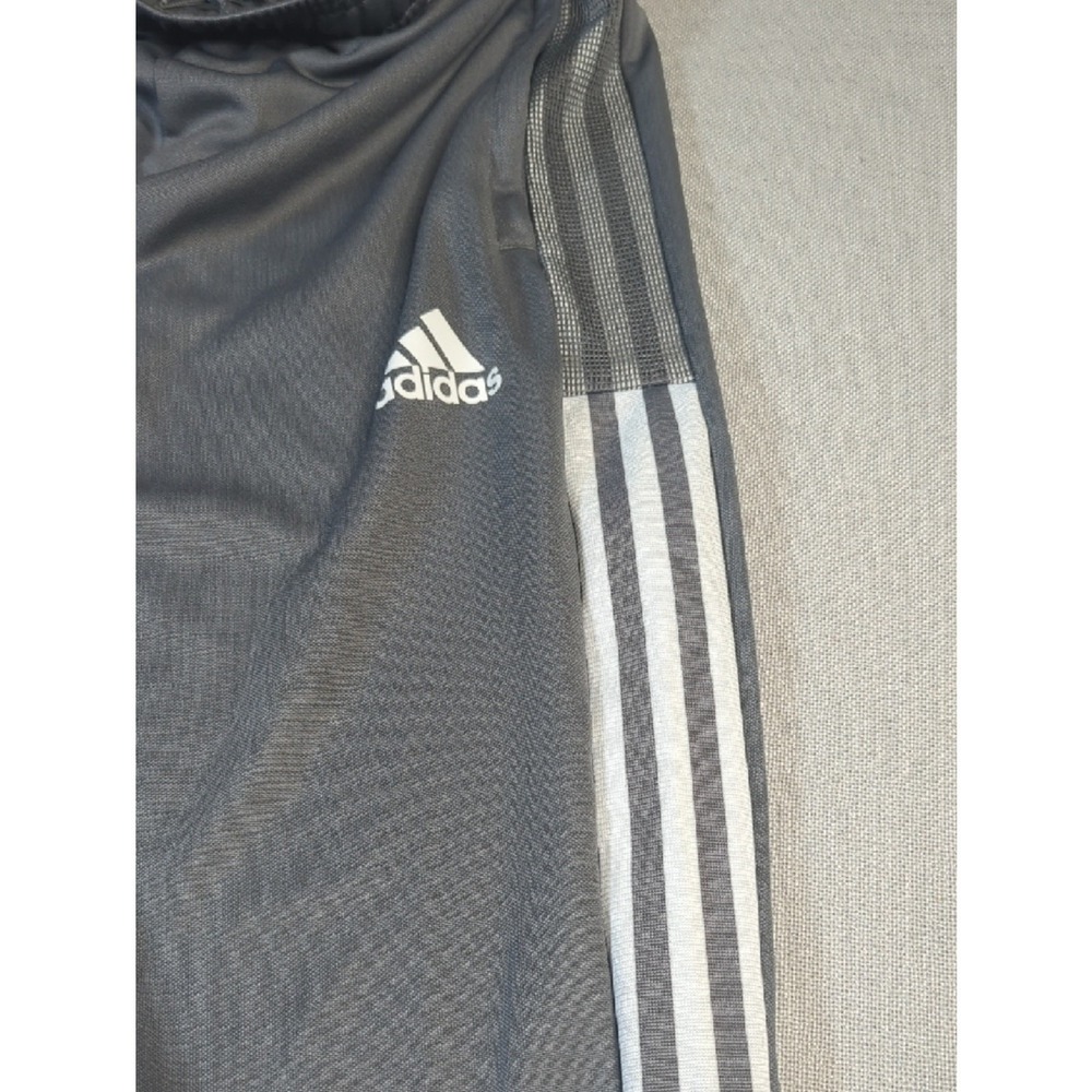 adidas Gray Joggers Adult Size S White Stripes Ankle Zip Athletic Pants - Picture 7 of 16